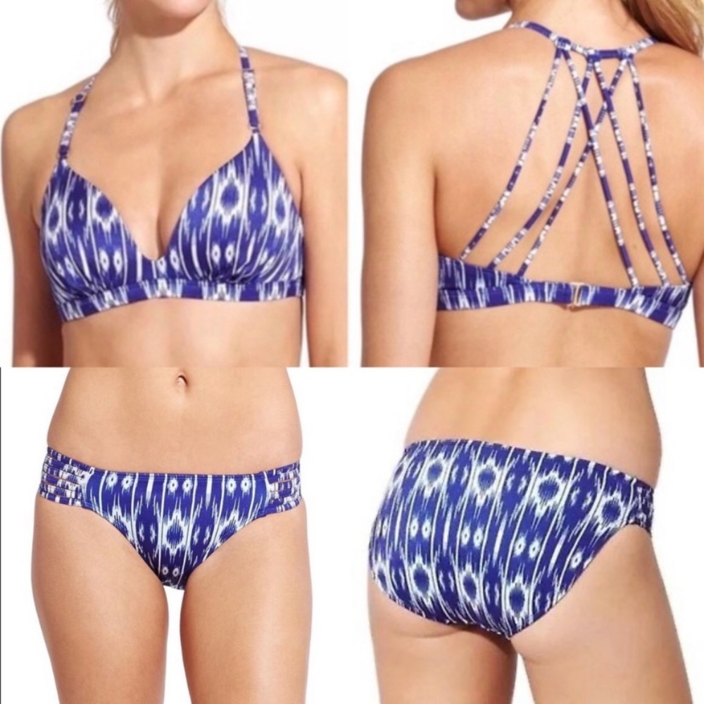 Athleta blue/white aqualux bikini L/M